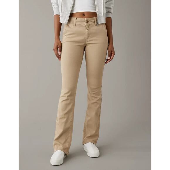 American Eagle Outfitters Beige Stretch Kick Bootcut Pants Women's Size 6 - Picture 1 of 7